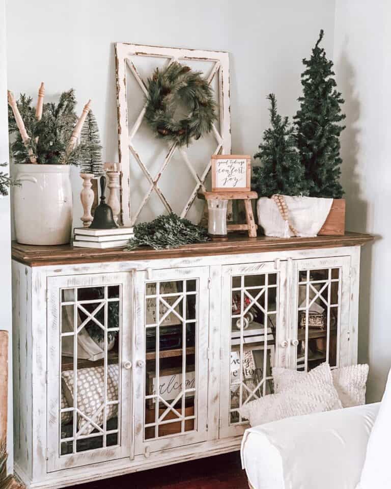 Two-toned White Sideboard Cabinet with Glass