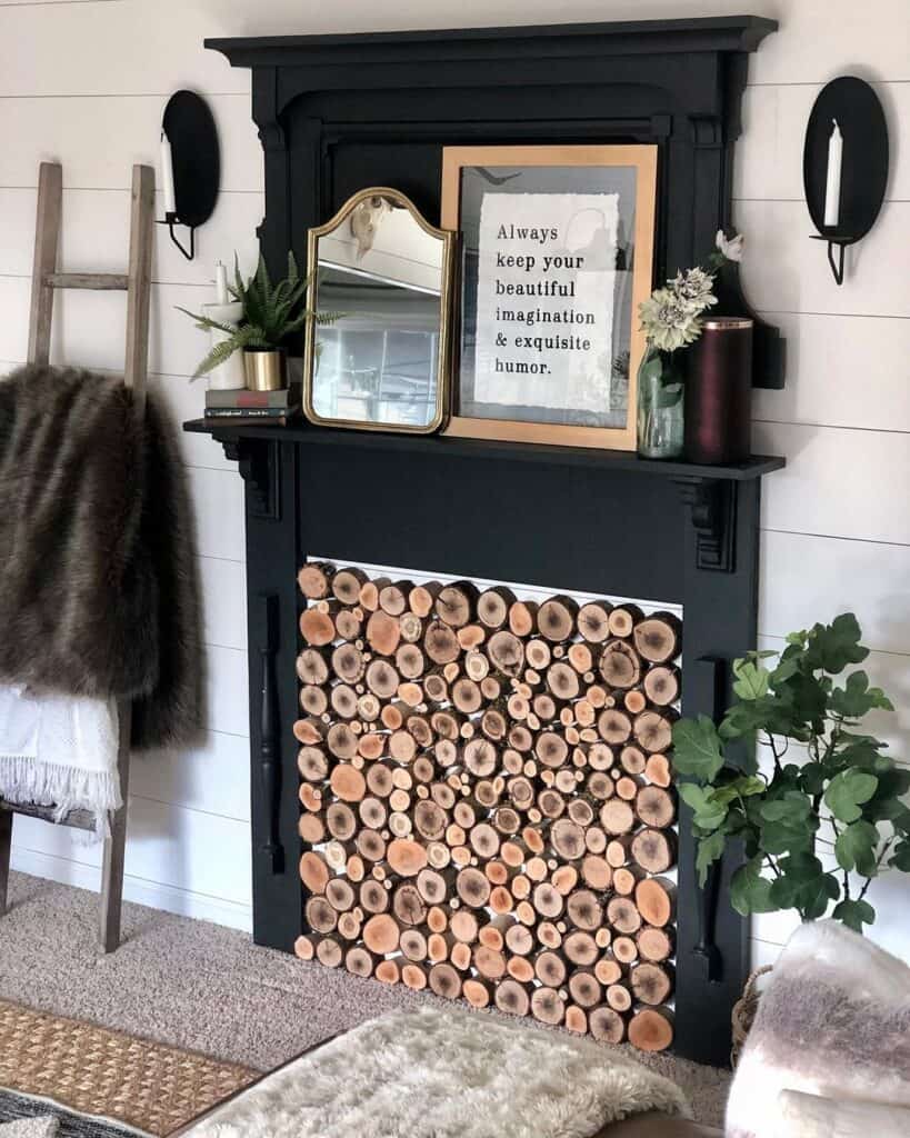 Unique Décor Idea with Black Fireplace Mantel