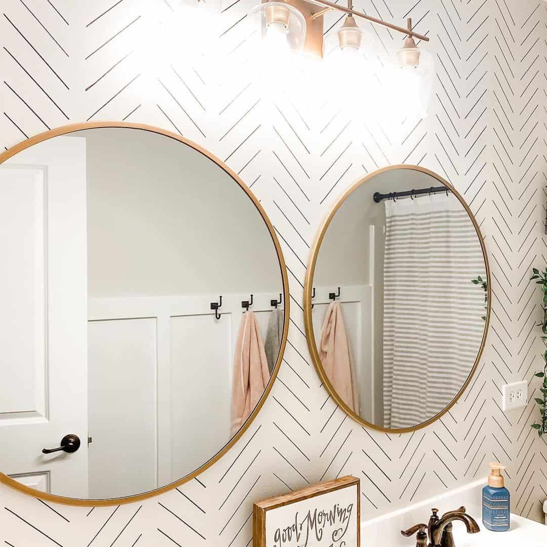 Vanity Lighting Over Circular Brass Mirrors Soul & Lane