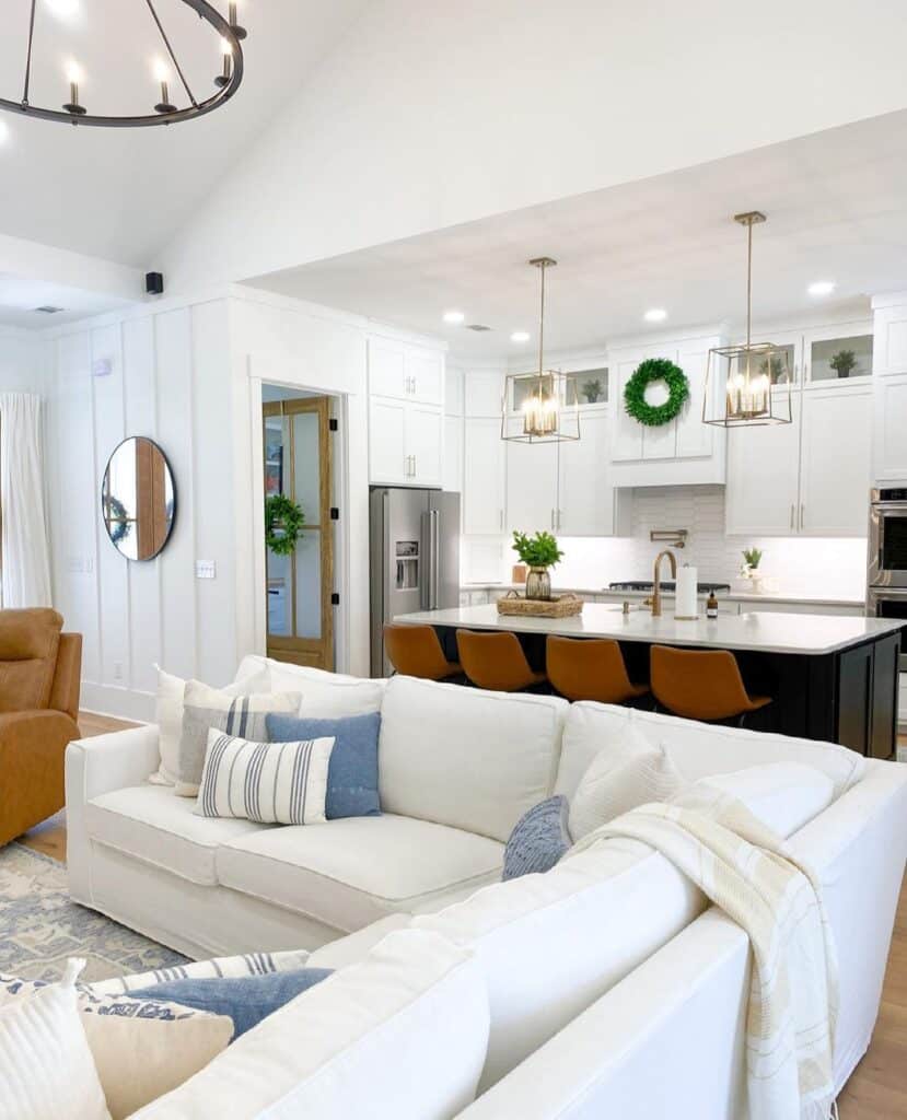 Vaulted Ceiling Kitchen and Living Room