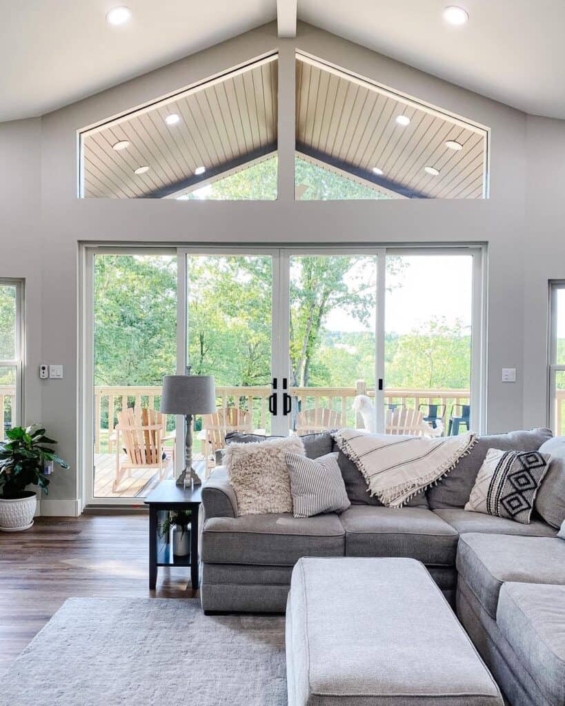 Vaulted Ceiling Living Room with Large Windows