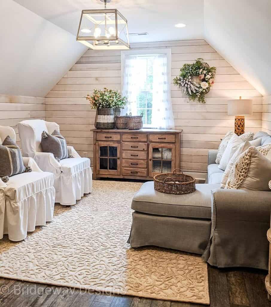 Vaulted Ceiling with Shiplap Wall