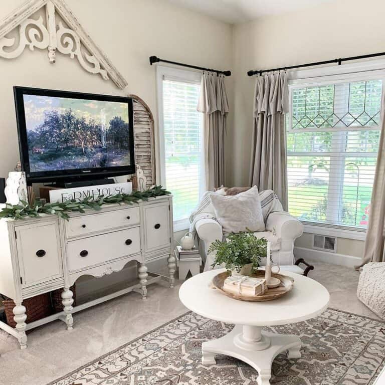 Vintage White Farmhouse Sideboard