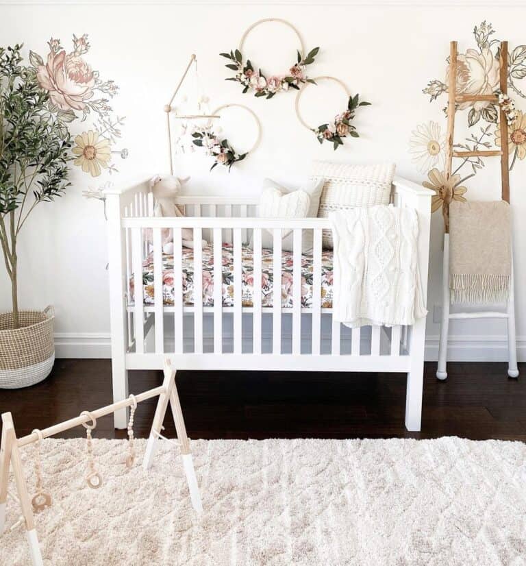 White Botanical Nursery Design Ideas