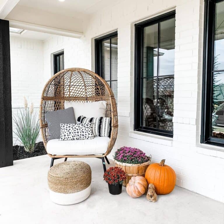 White Brick Patio with Fall Décor