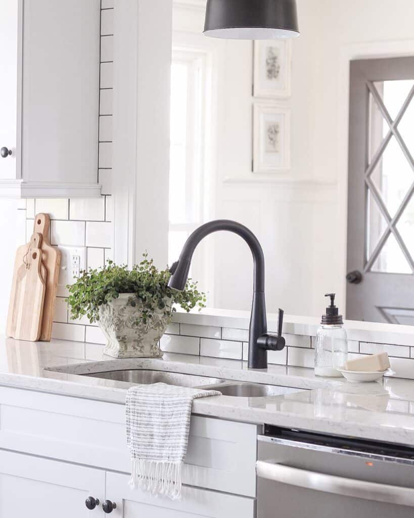 White Cabinets and White Subway Tile
