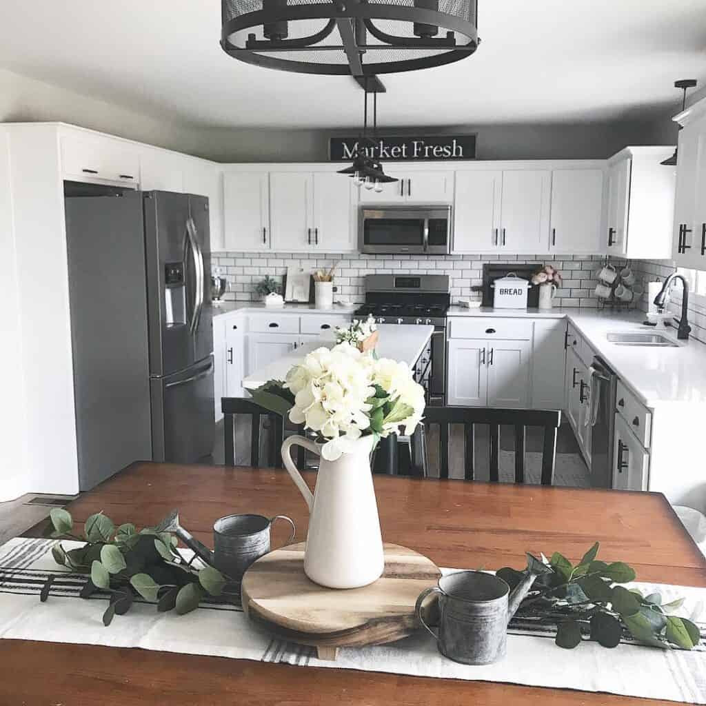 White Cabinets in a U Shaped Kitchen