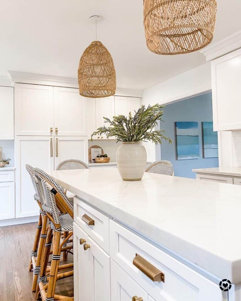 White Cabinets with Brass Kitchen Cabinet Knobs