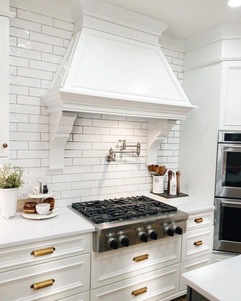 White Cabinets with Gold Cabinet Hardware