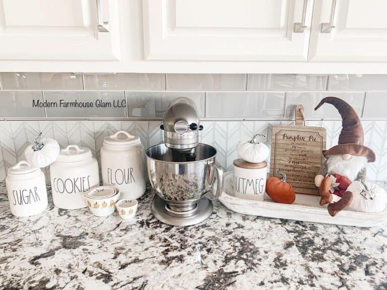 White Chevron Tile Combined with Grey Offset Tile