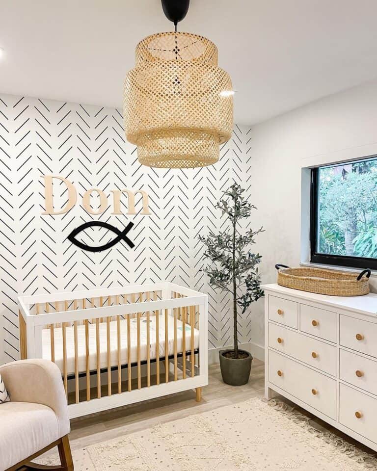 White Chevron Wall in Personalized Nursery