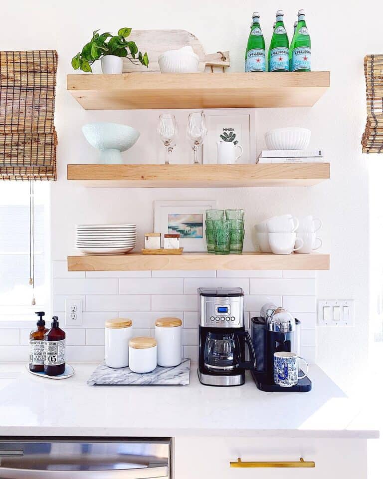 White Countertop with Kitchen Coffee Station