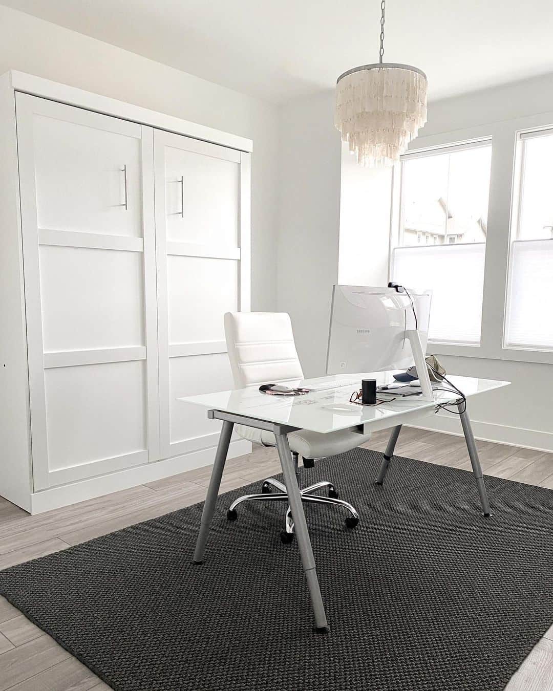 White Desk on a Black Home Office Carpet Soul & Lane