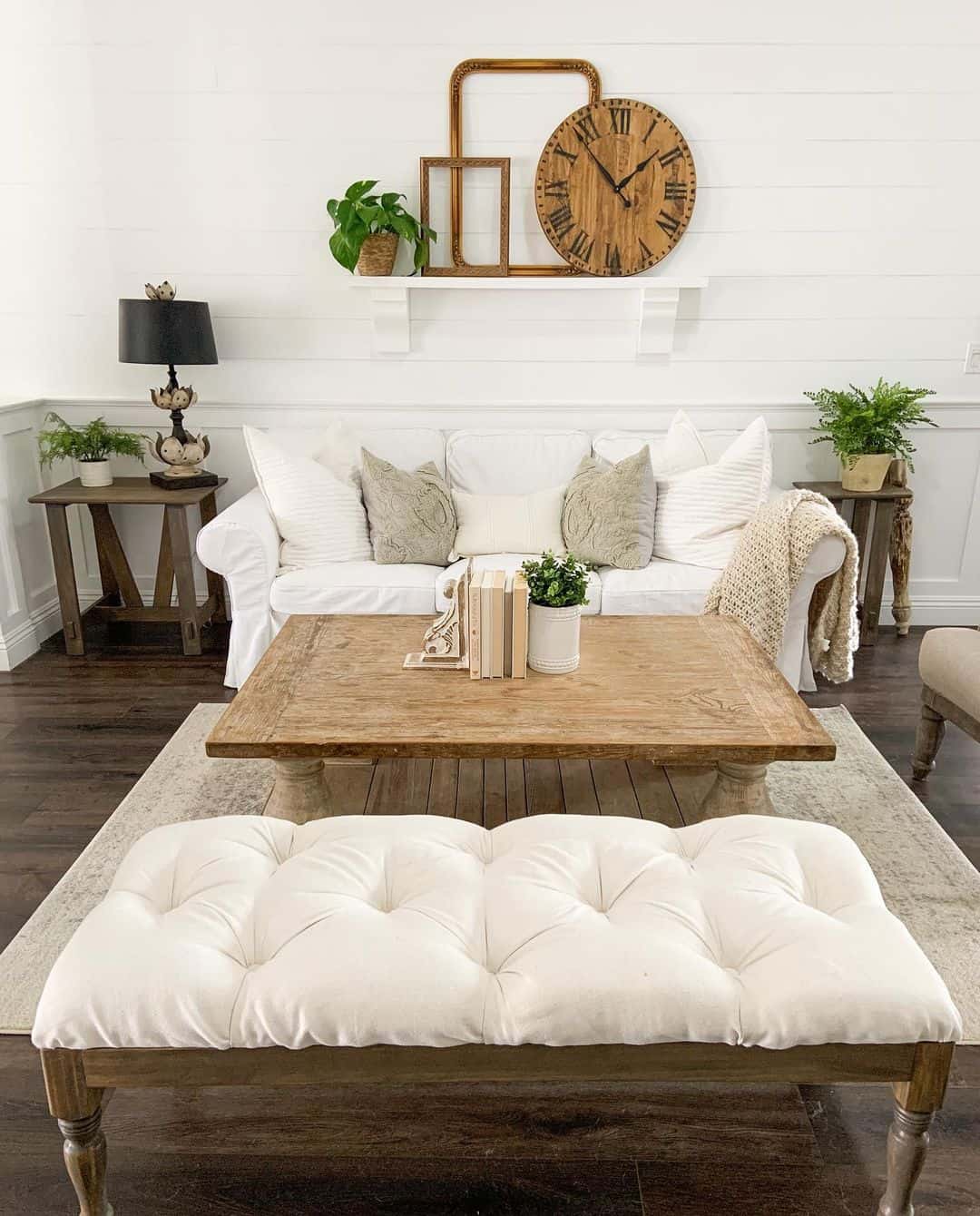 White Farmhouse Shiplap Walls Living Room Soul & Lane