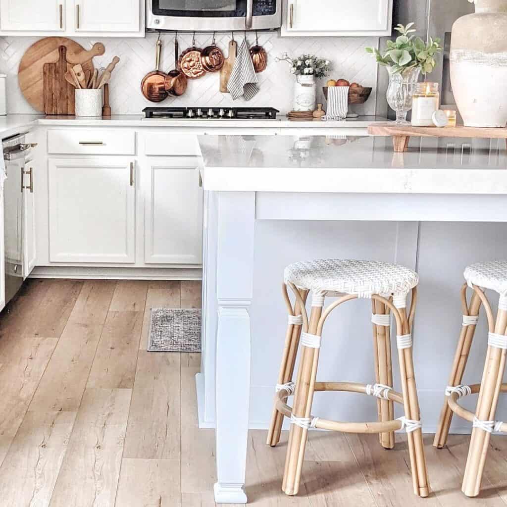 White Herringbone Backsplash for Kitchen