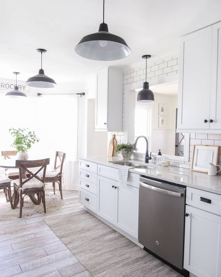 White Kitchen with Black Industrial Hardware