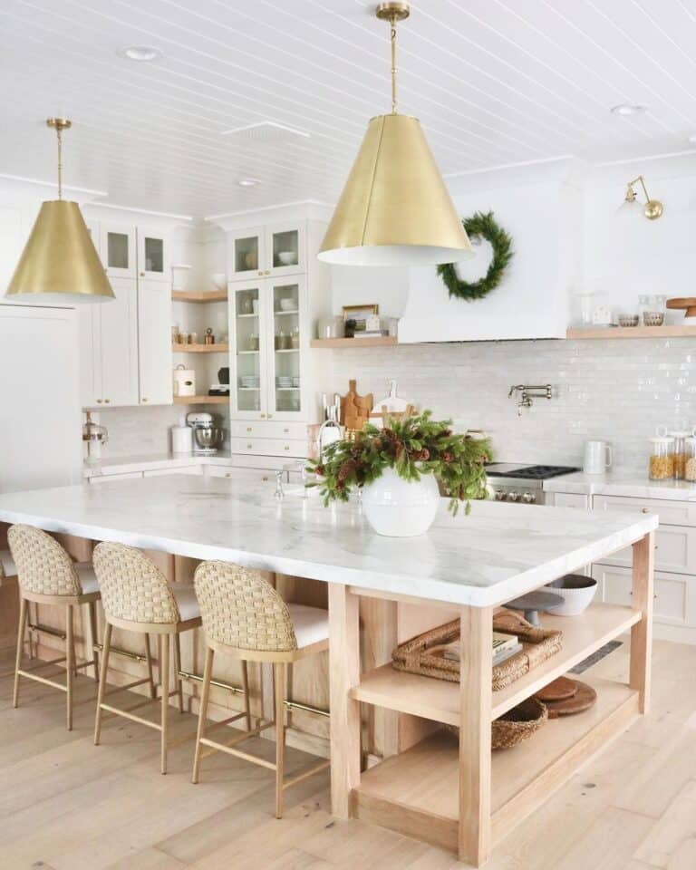 White Kitchen with Island and Accent Pieces