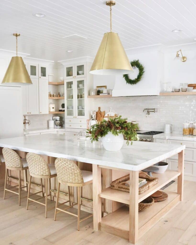 White Kitchen with Island and Accent Pieces Soul & Lane