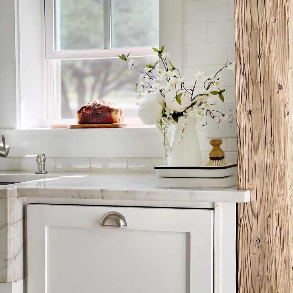 White Kitchen with Nickel Cabinet Pulls