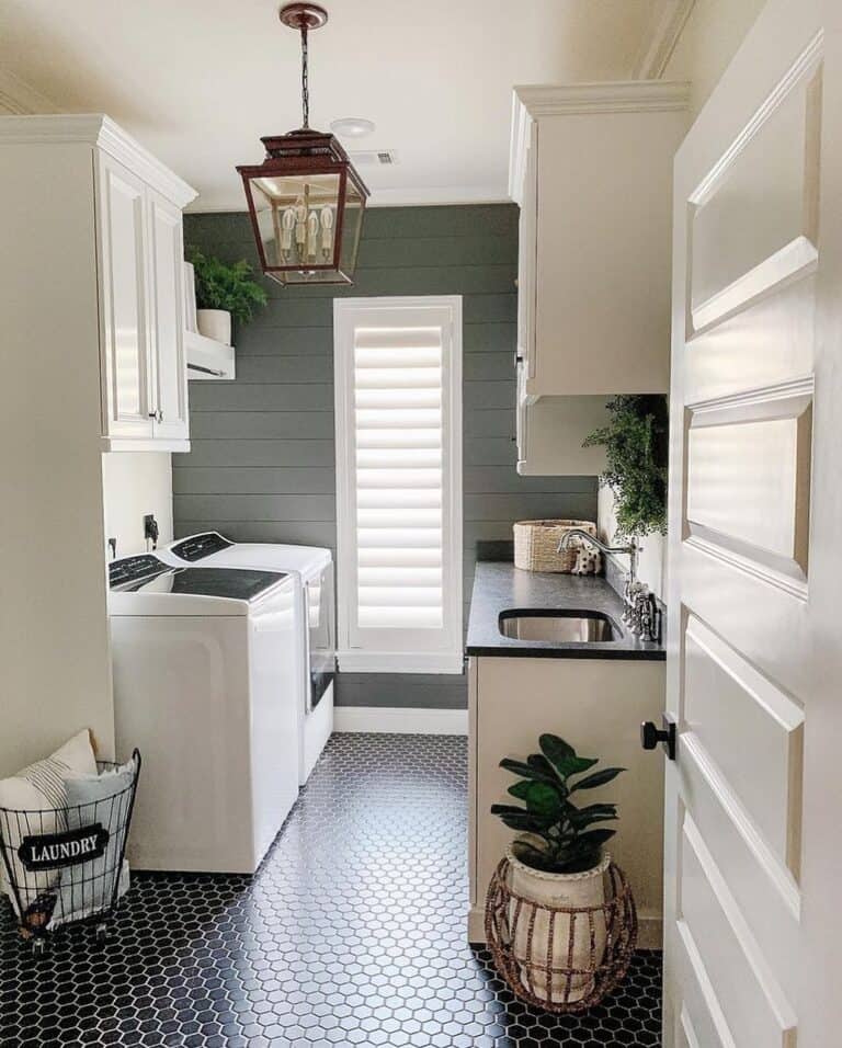 White Laundry Room Door with Black Door Knob