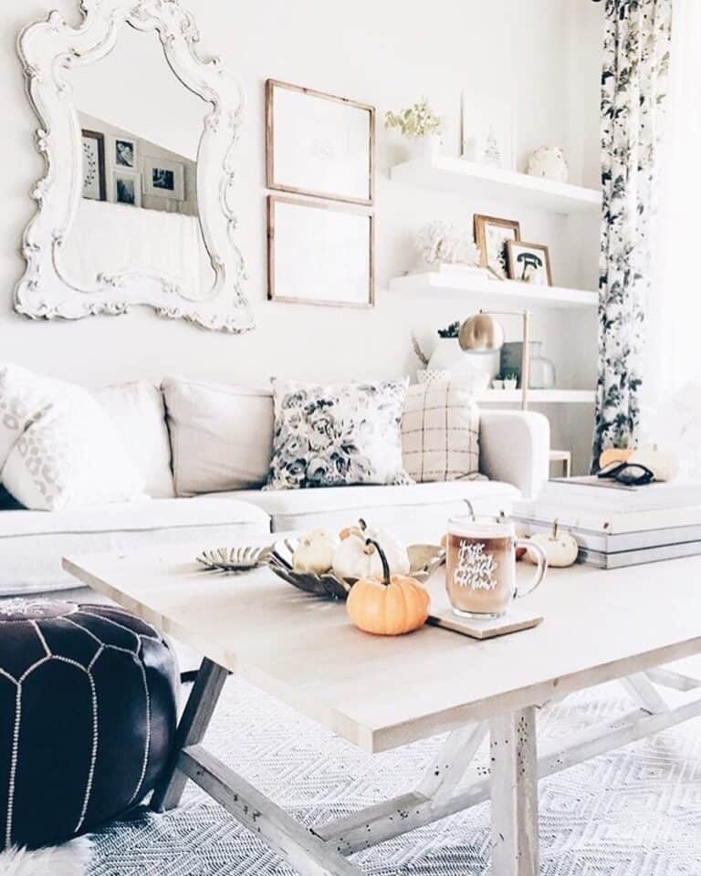 White Living Room with Black Accents