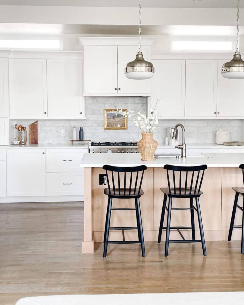 White Modern Kitchen with Wooden Accents