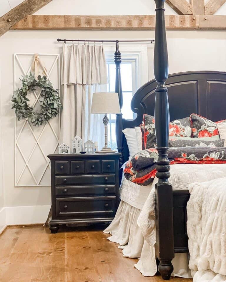 White Painted Primary Room with Black Four Poster Bed