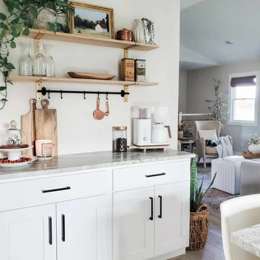 White Shaker Cabinets with Coffee Station