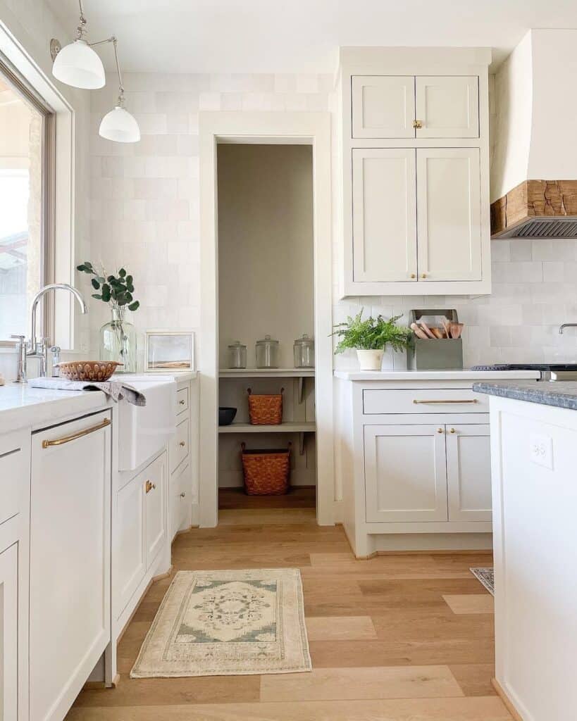 White Shaker Cabinets with Gold Hardware - Soul & Lane