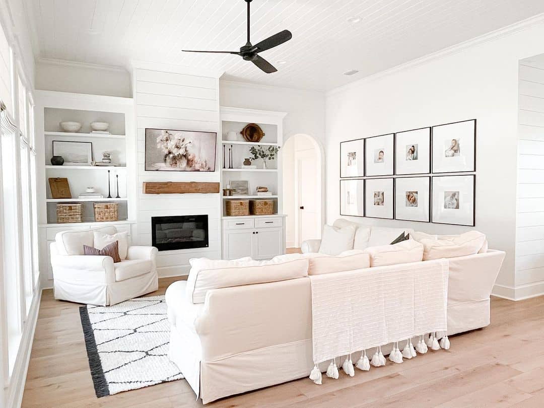White Shiplap Ceiling with Black Fan Soul & Lane
