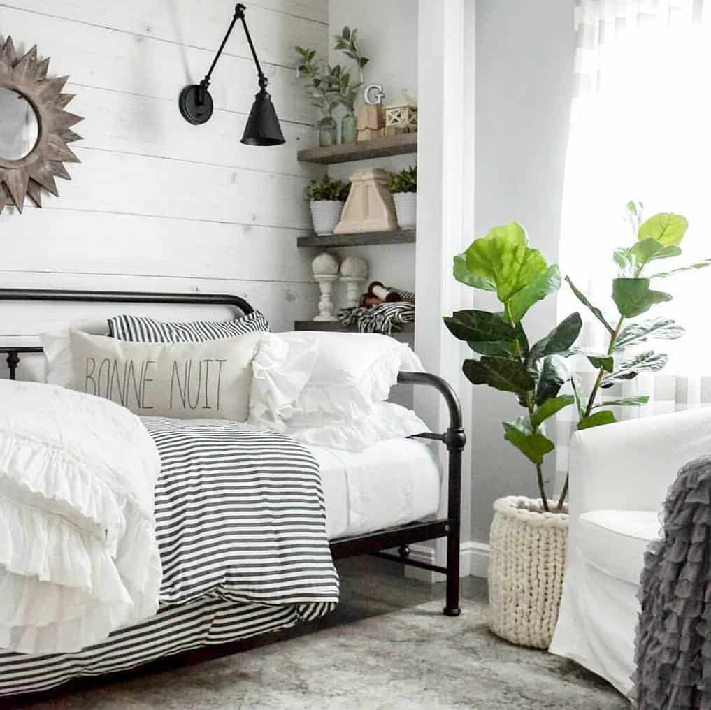 White Shiplap with Wood Floating Shelves Soul & Lane