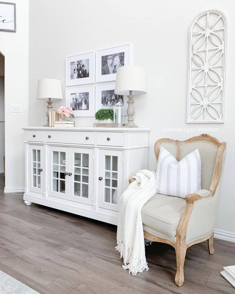 White Sideboard with Glass Panels