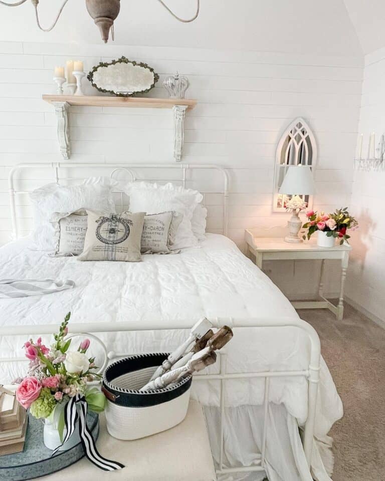 White Spindle Bed Frame in Bedroom