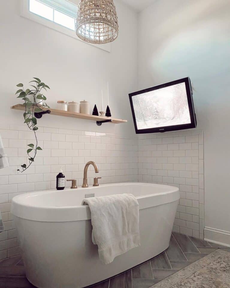 White Subway Tile on Bathroom Walls