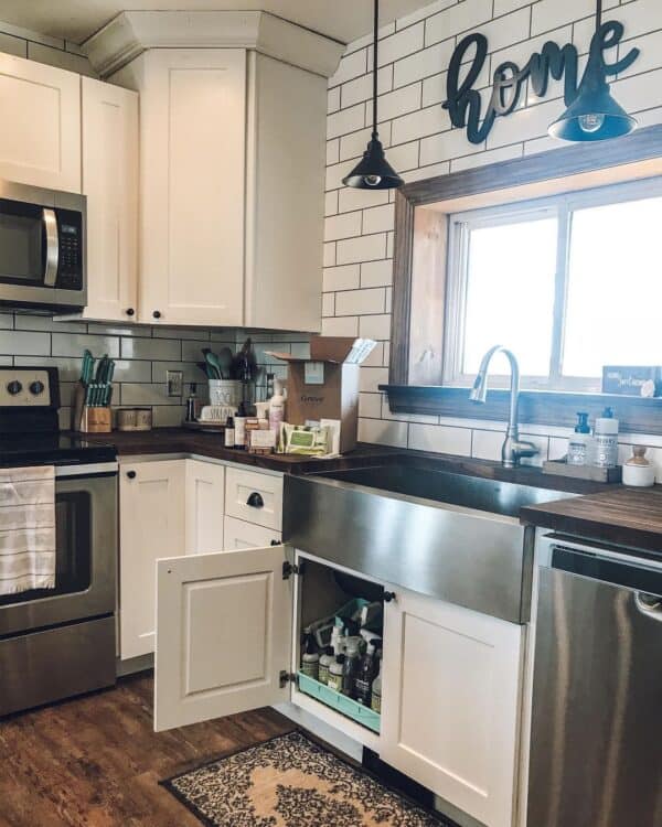 White Subway Tile with Black Grout Kitchen Soul & Lane