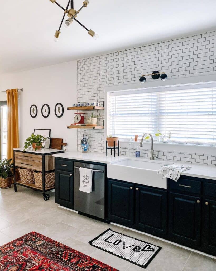 White Subway Tile with Dark Grout