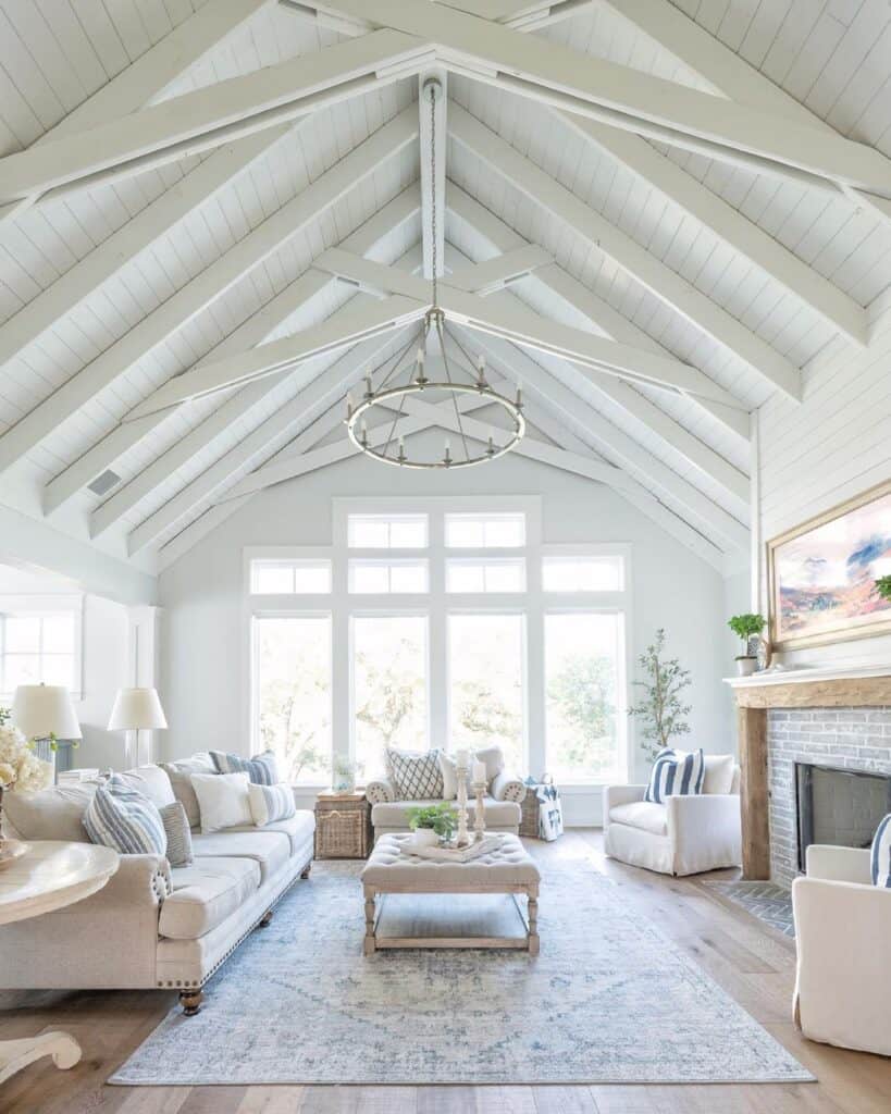 White Vaulted Ceiling Design for Living Room Soul & Lane