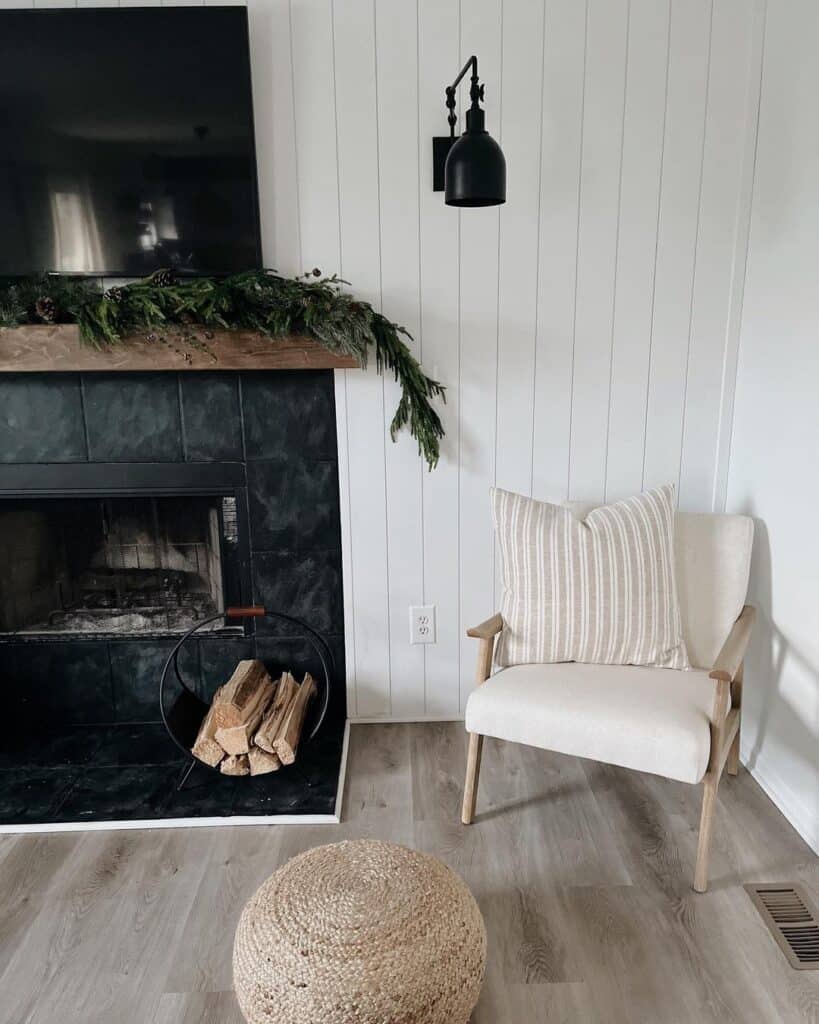 White Vertical Shiplap Wall Reading Nook