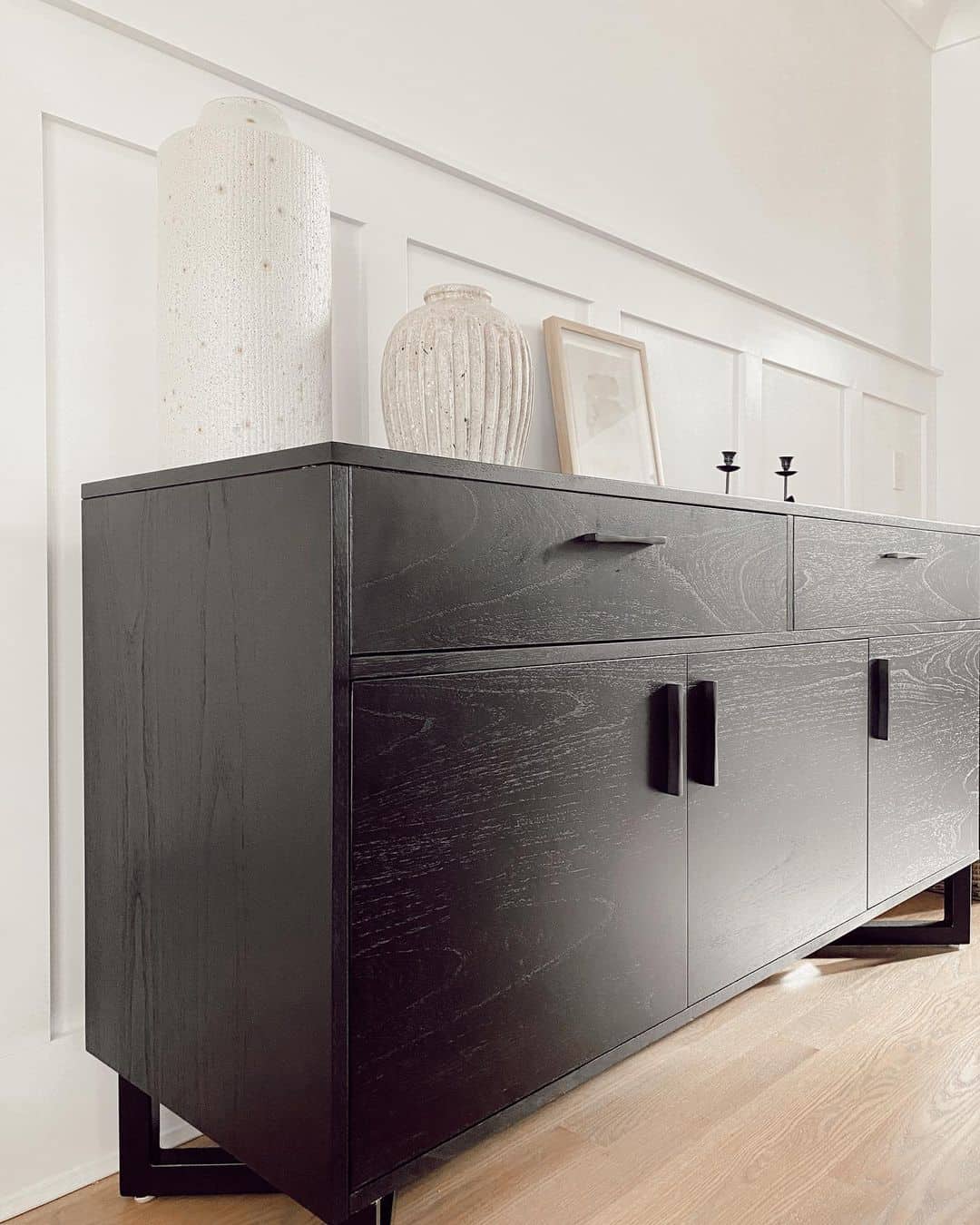 White Wainscoting and a Black Sideboard - Soul & Lane