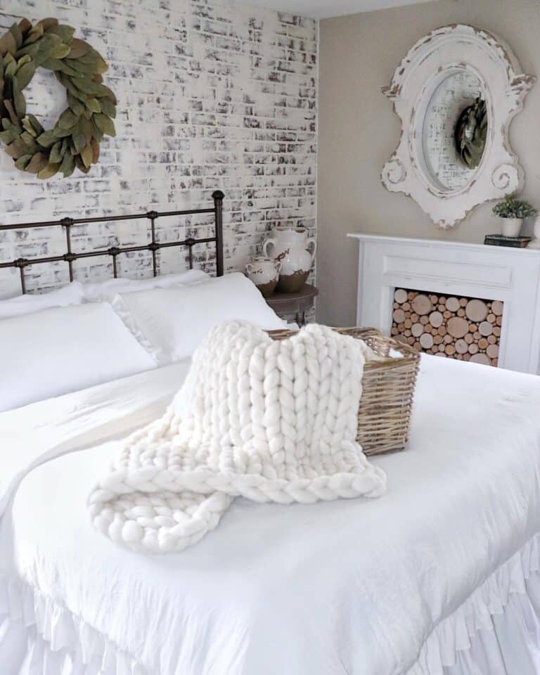 White Wall Decor for a Bedroom Over a White Mantel