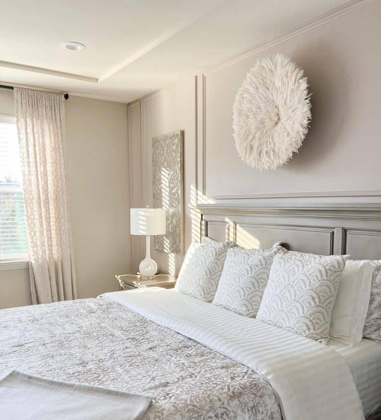 White Wall Decor for a Bedroom on a White Paneled Wall