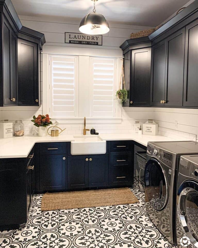 White and Black Mosaic Flooring