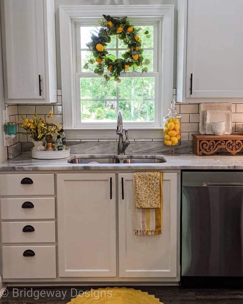 White and Gray Kitchen with Yellow Décor Ideas