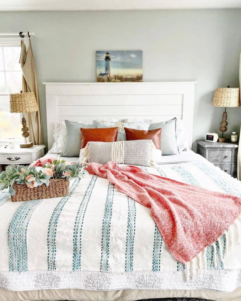 White and Light Blue Bedding