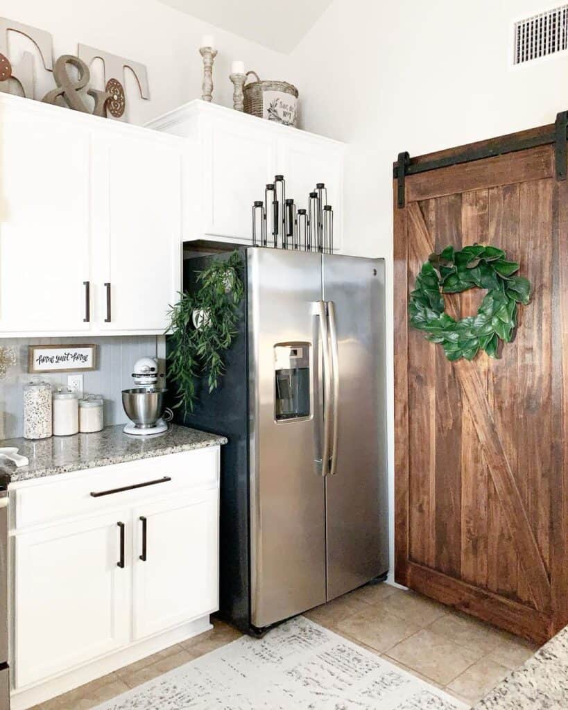 Wood Barn Door in White Kitchen Soul & Lane