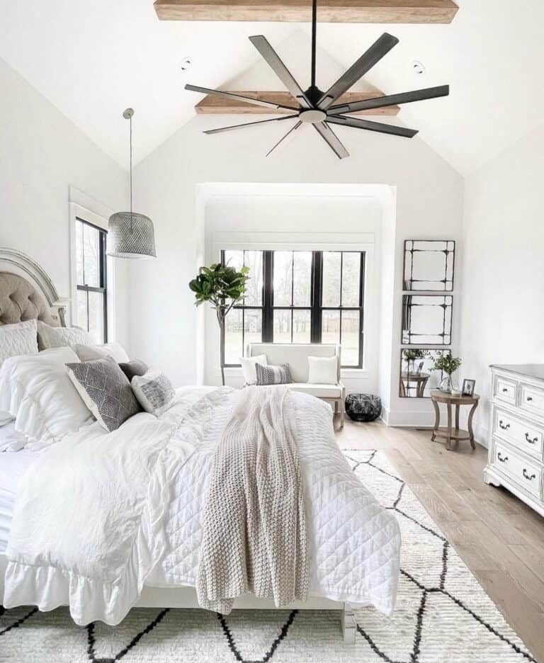 Wood Beams and Vaulted Ceiling Fan