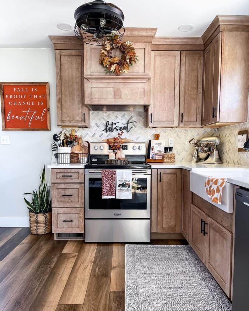 Wood Cabinets in a Rustic Kitchen