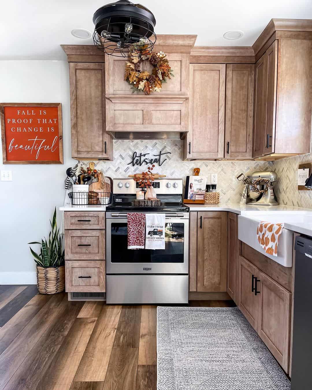 Wood Cabinets in a Rustic Kitchen - Soul & Lane