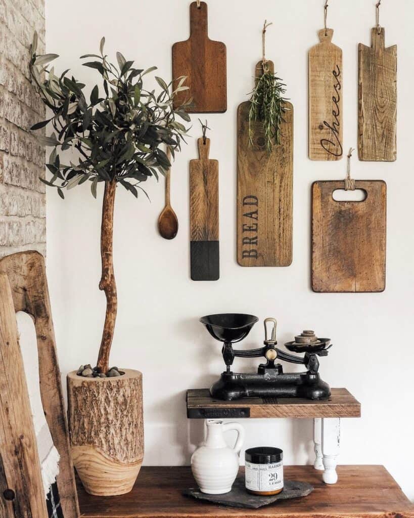Wood Cutting Boards as Kitchen Wall Display