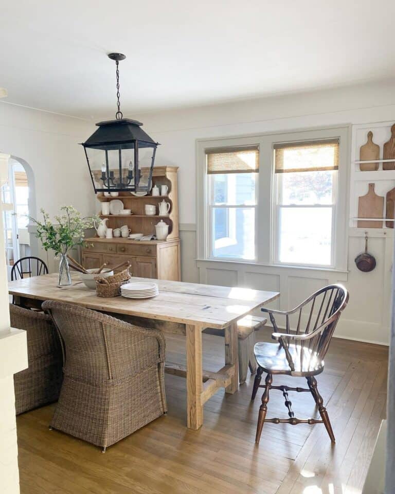 Wooden Cutting Boards Above Off-White Wainscoting